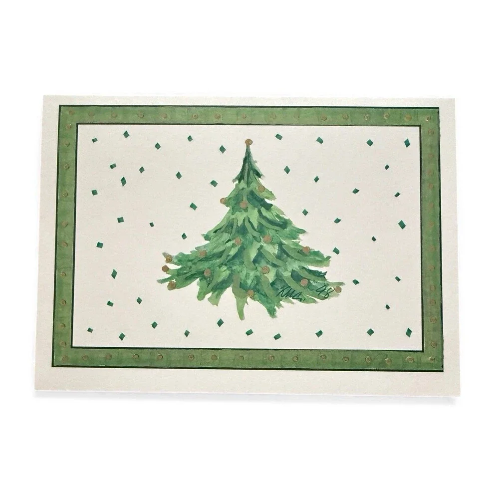 Vintage Oddballs Christmas Notecards - Watercolor- Happy Tree- 10 Pk